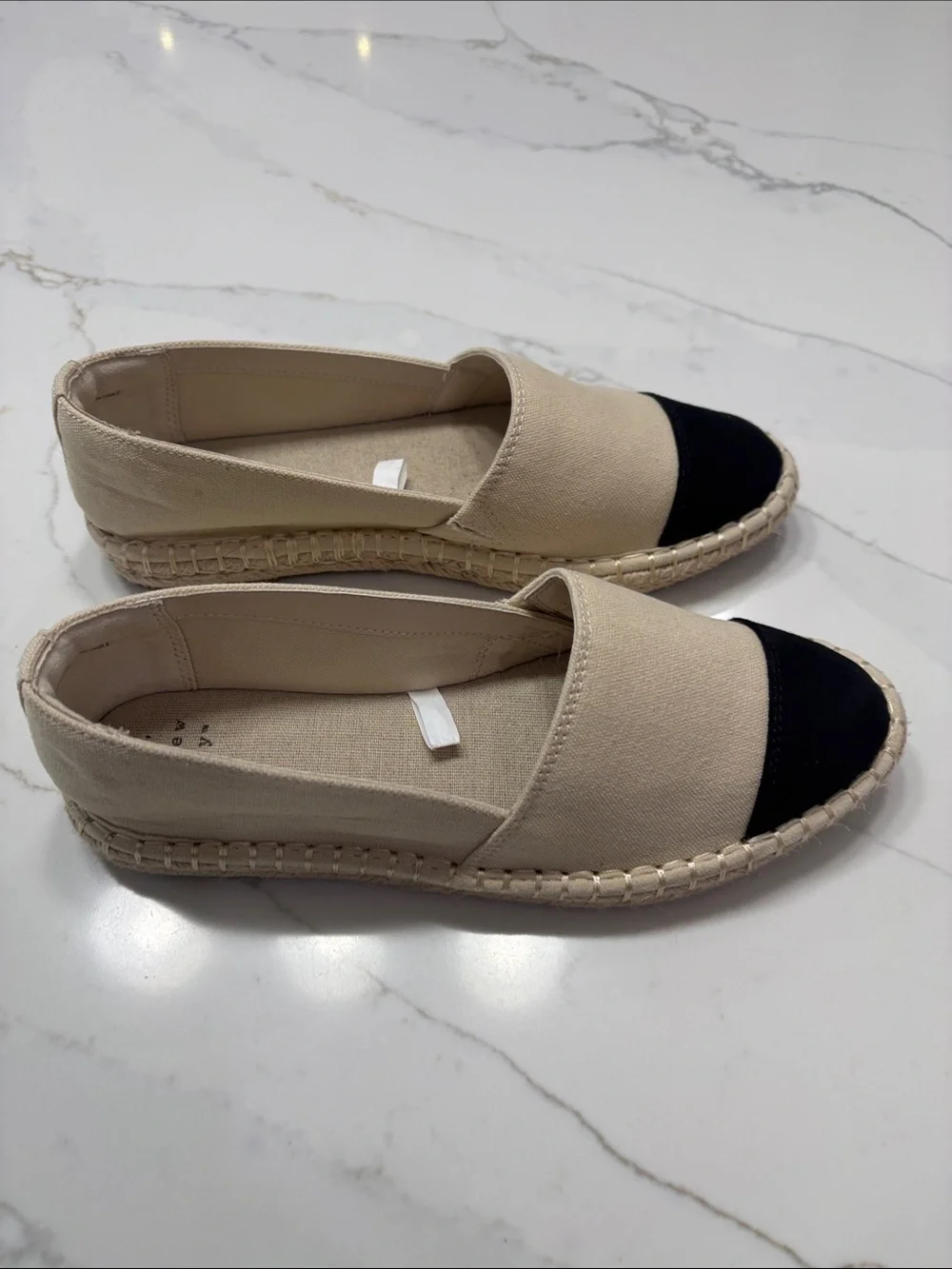 Women's Beige Canvas Espadrille with Black Toe